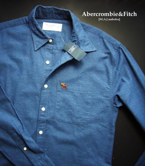 5640新品★アバクロンビー＆フィッチ Abercrombie\u0026Fitch★胸ロゴワンポイントシャツ3304★紺★ＸＳ★MENS