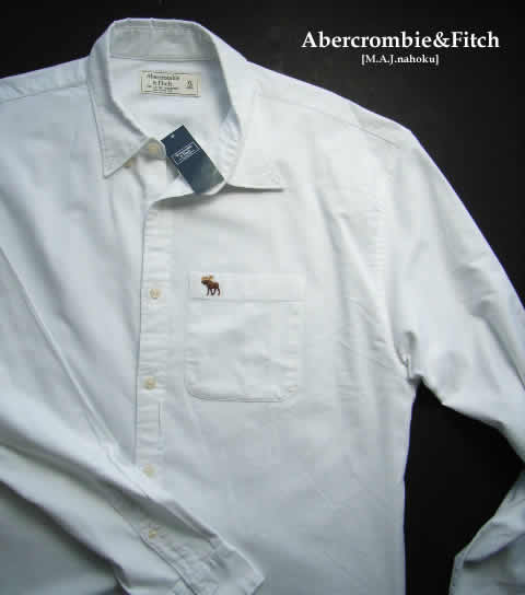 5643-4新品★アバクロンビー＆フィッチ Abercrombie\u0026Fitch★胸ロゴワンポイントシャツ3306★白★MENS★気が大きい大きさ