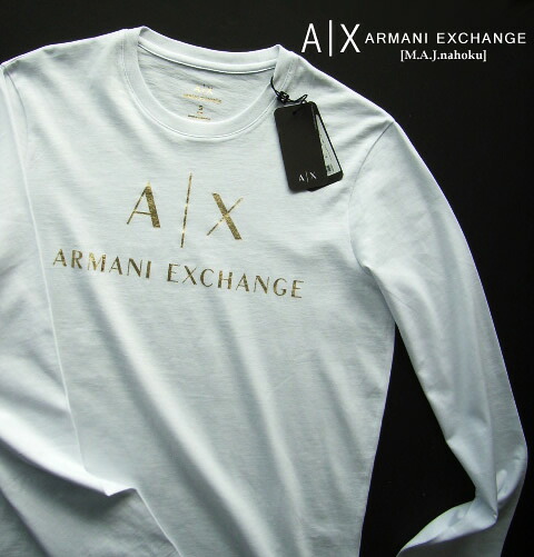 9902-5新品★アルマーニエクスチェンジ ARMANI EXCHANGE★ロゴロンT3406★白★MENS|M.A.J.nahoku