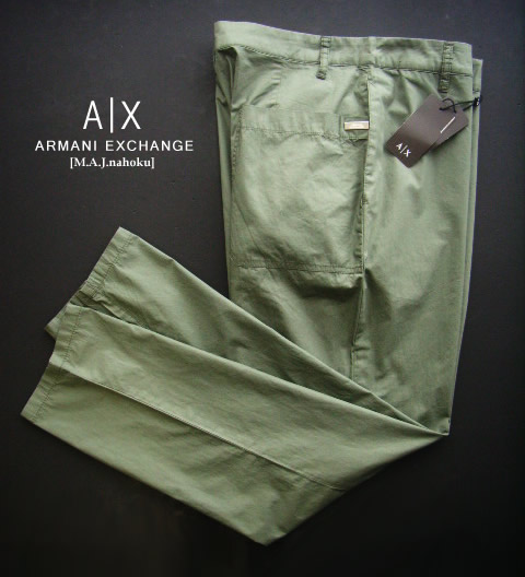 9163新品★アルマーニエクスチェンジ ARMANI EXCHANGE★A|X コットンパンツ3205★カーキ★３０★MENS★｜M.A.J.nahoku
