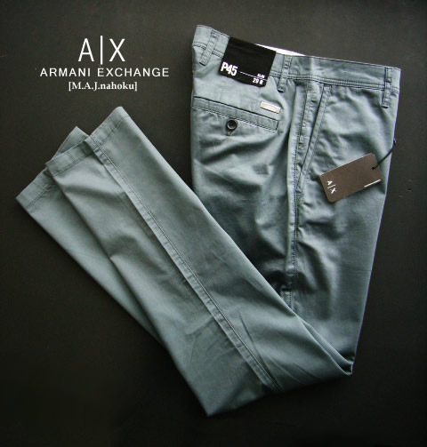 9270-5新品★アルマーニエクスチェンジ ARMANI EXCHANGE ★A|X コットンパンツ3238 P45 SLIM★青グレー系★MENS★