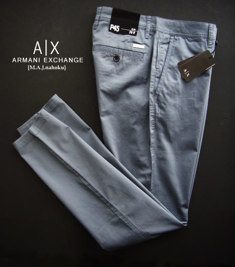 9286-8新品★アルマーニエクスチェンジ ARMANI EXCHANGE★A|X コットンパンツ3241 P45 SLIM★薄紫グレー系★MENS★｜M.A.J.nahoku