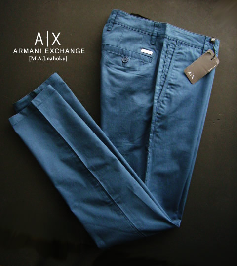 9292新品★アルマーニエクスチェンジ ARMANI EXCHANGE★A|X コットンパンツ3244 P45 SLIM★青系★28R★MENS★|M.A.J.nahoku