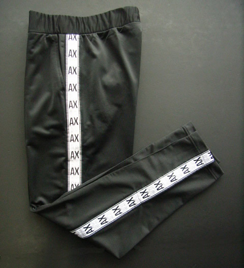 8779-80新品★アルマーニエクスチェンジ ARMANI EXCHANGE★A|X 脇ラインロゴトレパンJ168★黒★MENS★|M.A.J.nahoku