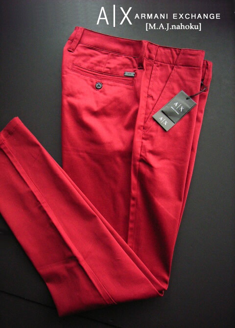 7764-73新品★アルマーニエクスチェンジ ARMANI EXCHANGE ★A|X デザインパンツ2923 SLIM FIT★エンジ★MENS