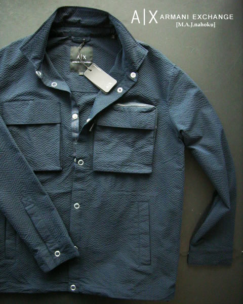 9882-3新品★アルマーニエクスチェンジ ARMANI EXCHANGE ★シャツ型ジャケット3401★紺黒★MENS★