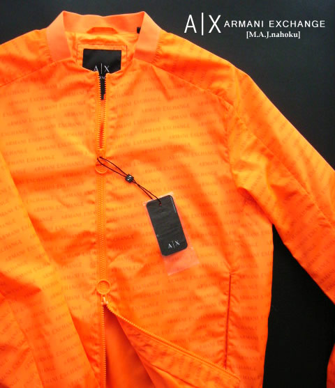9662新品★アルマーニエクスチェンジ ARMANI EXCHANGE★ロゴロゴダブルジップジャケット3301★オレンジ色★M★MENS★