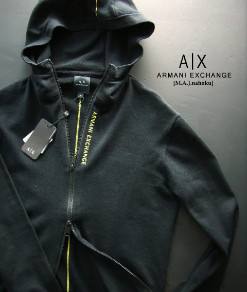 9914新品★アルマーニエクスチェンジ ARMANI EXCHANGE ★ダブルジップロゴ刺繍ニットパーカージャケット3401★黒★Ｓ★MENS★ 15,194円