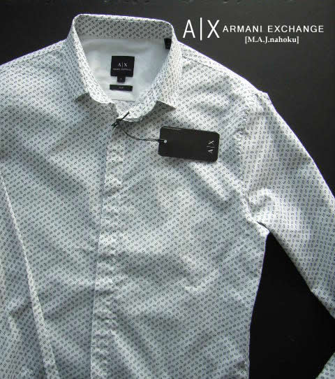 9908-9新品★アルマーニエクスチェンジ ARMANI EXCHANGE ★ロゴロゴシャツ3402★白系黒★MENS★