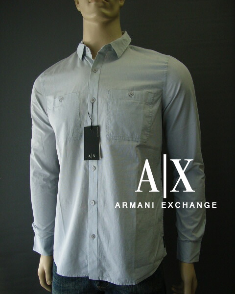 6698-700新品★アルマーニエクスチェンジ ARMANI EXCHANGE ★デザインシャツ2502★ライトブルーグレー★MENS★
