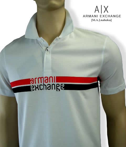 9501新品★アルマーニエクスチェンジ ARMANI EXCHANGE★ロゴポロカットソー3125★白系赤黒★Ｍ★MENS★