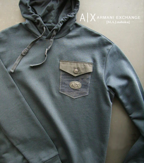 9917新品★アルマーニエクスチェンジ ARMANI EXCHANGE ★厚地胸ポケットパーカー3411★紺★Ｓ(M相当)★MENS★