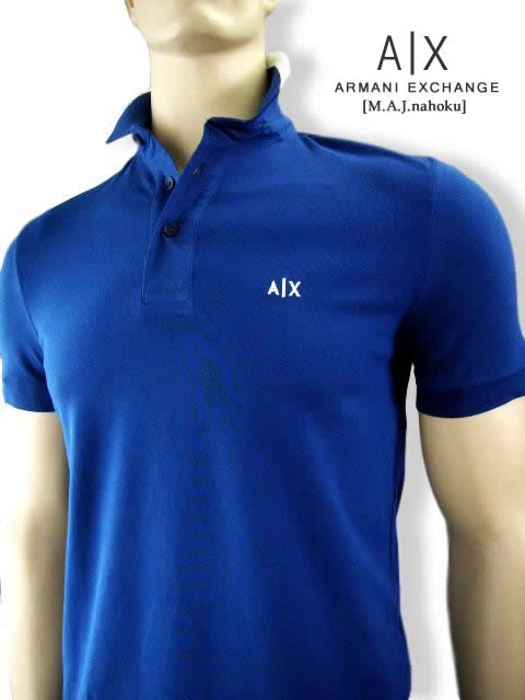 7938-41新品★アルマーニエクスチェンジ ARMANI EXCHANGE ★A|X襟裏胸ロゴポロシャツ2819★青系★MENS★メンズ