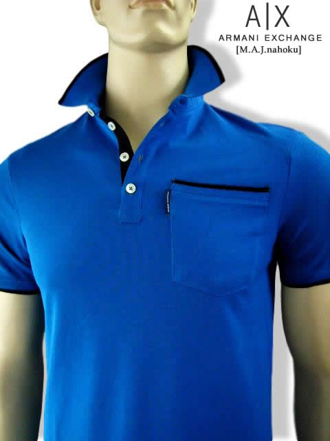 7950新品★アルマーニエクスチェンジ ARMANI EXCHANGE★A|X胸ロゴポロシャツ2822★青水色★XS★MENS★|M.A.J.nahoku