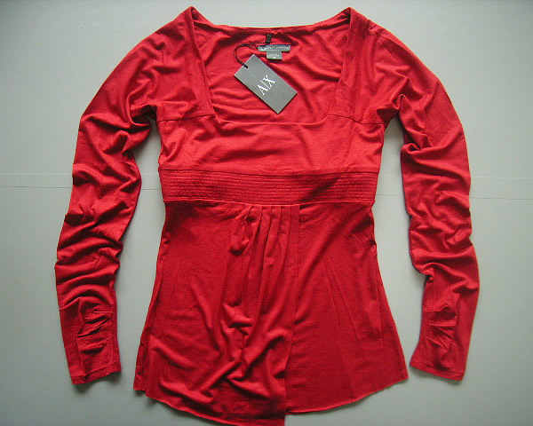 438新品★アルマーニエクスチェンジ ARMANI EXCHANGE ★スクエアデザインチュニック★赤★ＸＳ★WOMENS★