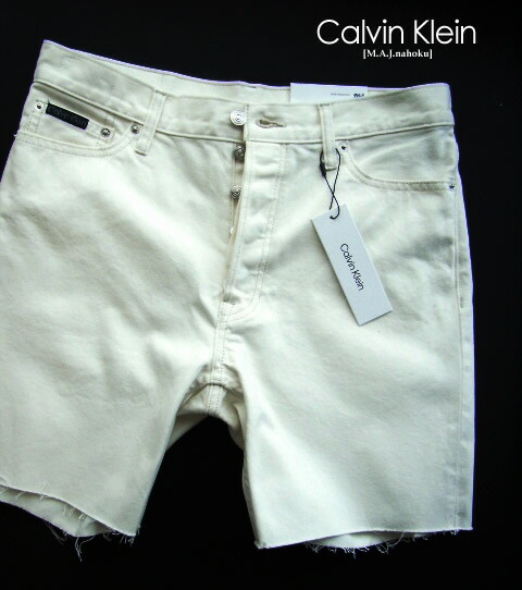 465-8新品★カルバン・クライン　Calvin Klein ★デニム短パン3314★白★MENS