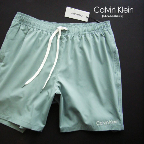 609新品★カルバン・クライン　Calvin Klein★裾ロゴ水着短パン3419★ブルーグレー★Ｌ★MENS｜M.A.J.nahoku