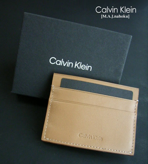 500訳有･新品★カルバン・クライン Calvin Klein★本革歌留多入れもの3404★箱付★ベージュ★MENS★メンズ