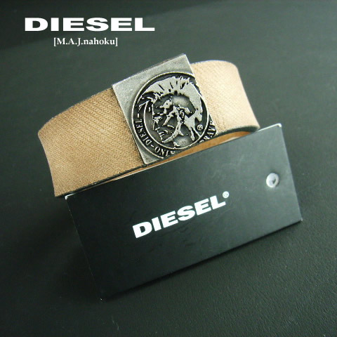 8445新品★ディーゼル　DIESEL ★ヴィンテージブレスレットJ201★ベージュ系★MENS★