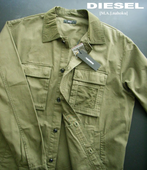 8639新品★ディーゼル DIESEL★青写真上衣J247★カーキ★ＸＬ★MENS★