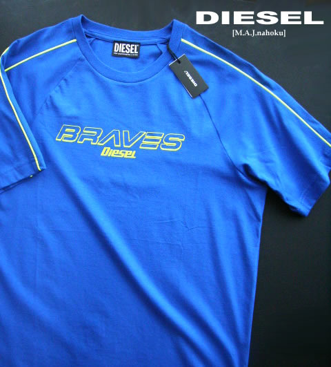 8800新品★ディーゼル　DIESEL ★デザインロゴラグランTシャツK292★ブルー★MENS：XS相当