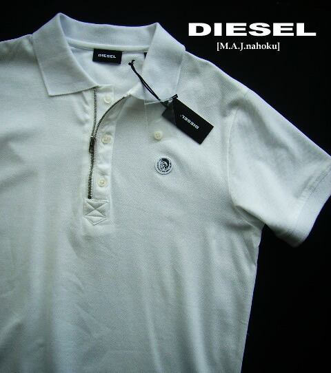 8234新品★ディーゼル　DIESEL ★胸ロゴジップポロシャツk150★白★ＸＳ★MENS★