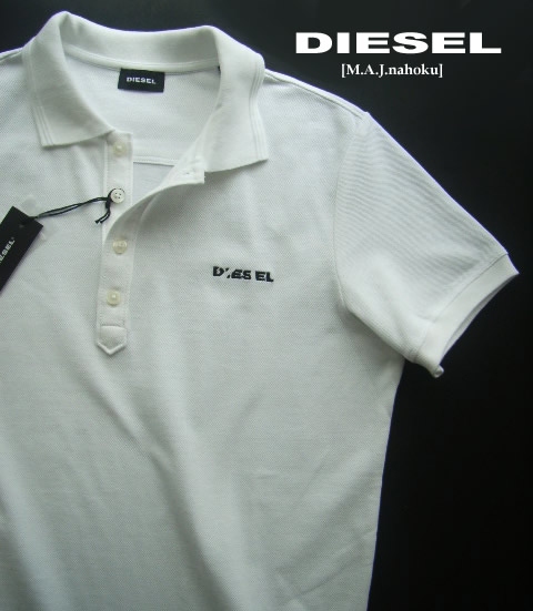 8237-44新品★ディーゼル　DIESEL ★胸ロゴポロシャツk152★白★MENS★