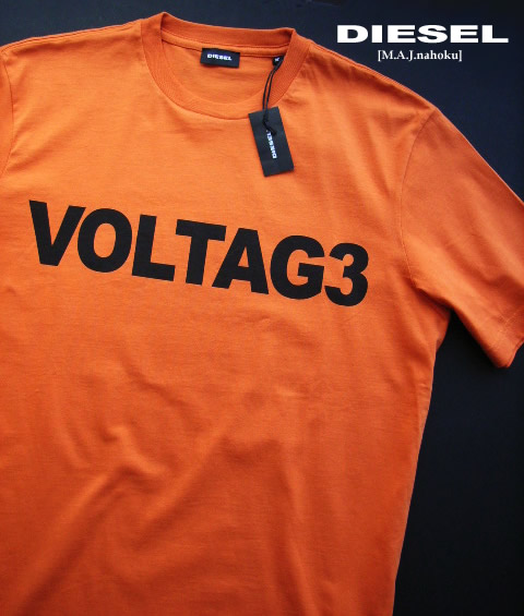 7990新品★ディーゼル　DIESEL ★後ロゴプリントTシャツJ125★オレンジ★Ｍ★MENS★
