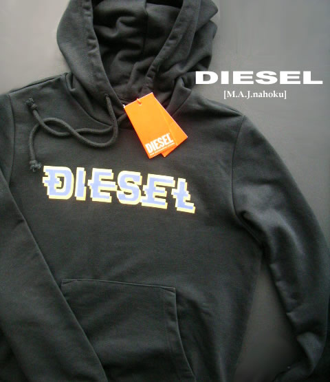 8971-2新品★ディーゼル　DIESEL ★胸ロゴパーカー3401★黒★MENS★