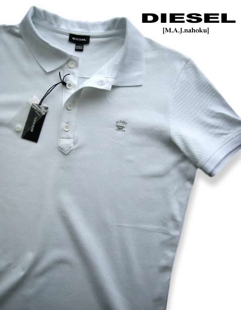 7671-7新品★ディーゼル　DIESEL ★胸ロゴポロシャツ3012★白★MENS★