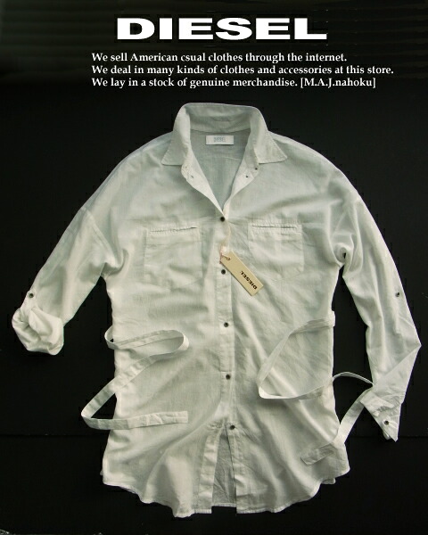3207-9新品★ディーゼル　DIESEL ★チュニックシャツ★白★WOMENS★