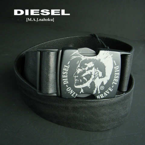 8480新品★ディーゼル　DIESEL ★牛革ロック式バックルベルトJ209★黒系★８５★MENS★