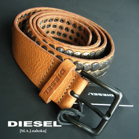 8485新品★ディーゼル DIESEL★ヴィンテージ牛皮リベット胴締めJ211★ITALY製★茶系★MENS★イタリー製