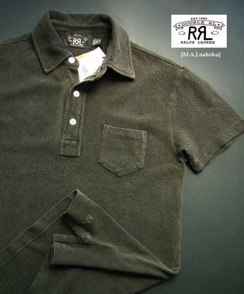 RRL　インディゴポロシャツ　サイズL　ラルフローレン RRL / ダブルアールエル インディゴ染め スラブ織り 胸ポケット