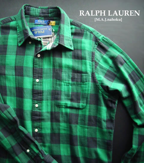 2190新品★ラルフローレン RALPH LAUREN ★ダブルガーゼ地チェックシャツJ429★緑黒★ＸＬ★MENS★