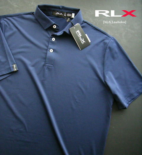 2223-5新品★ラルフローレン RALPH LAUREN★ＲＬＸ袖ロゴポロカットソーJ453★紺★MENS★