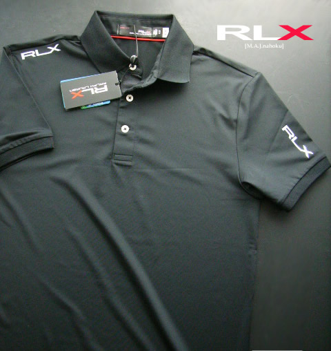 2262新品★ラルフローレン RALPH LAUREN★ＲＬＸ肩袖ロゴポロカットソーJ474★黒★ＸＳ★MENS★