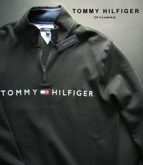 661新品★TOMMY HILFIGER トミーヒルフィガー★ロゴタイプ刺しゅうジップトレーナー3401★黒★ＸＬ★MENS
