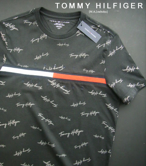 682-3新品★TOMMY HILFIGER トミーヒルフィガー★デザインロゴロゴTシャツ3413★黒★MENS