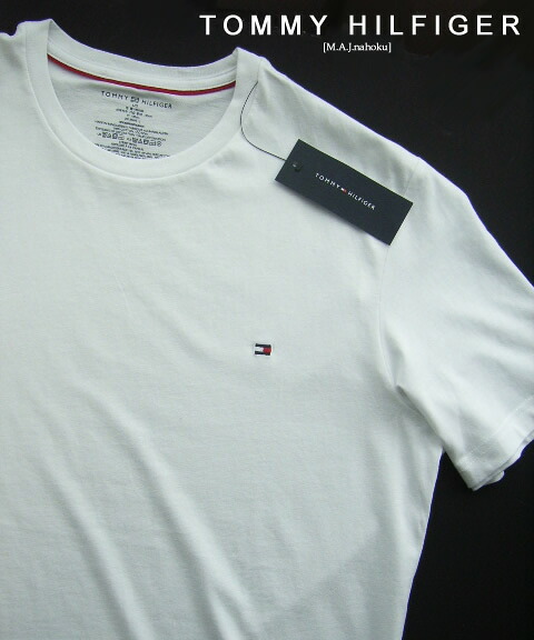 686新品★TOMMY HILFIGER トミーヒルフィガー ★胸ロゴ刺繍Tシャツ3415★白★Ｌ★MENS