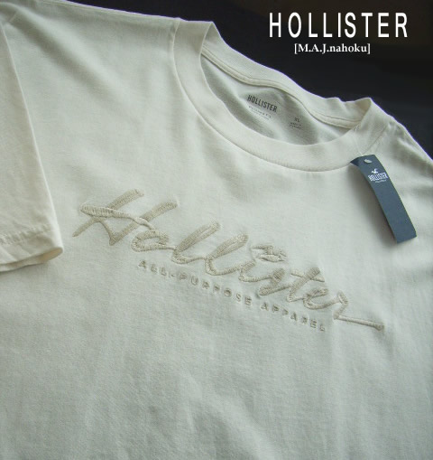 2700新品★ホリスター HOLLISTER ★ロゴ刺繍Tシャツ3403★オフホワイト★ＸＬ★MENS★大きいサイズ