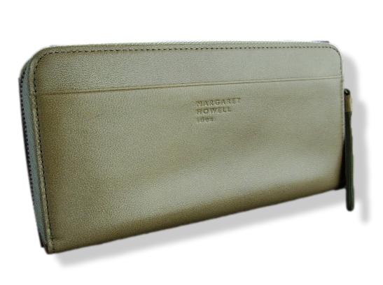 850訳有･新品★マーガレット・ハウエル MARGARET HOWELL ★ラウンドジップ長財布267★カーキベージュ★