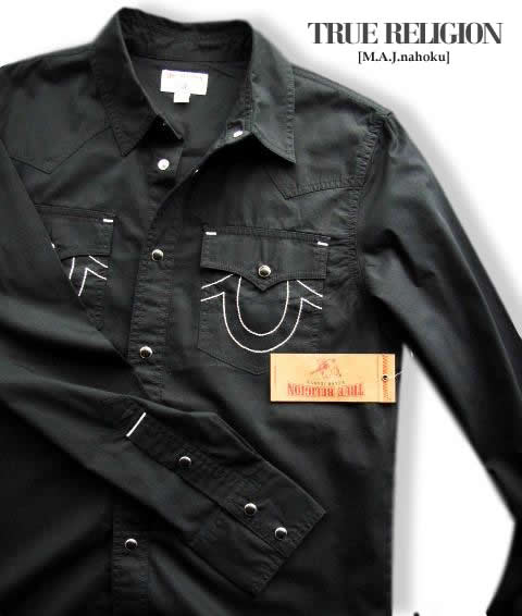 7841-4新品★トゥルーレリジョン TRUE RELIGION ★ウエスタン型シャツ2901★黒★MENS★メンズ