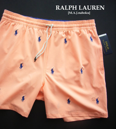 3865新品★ラルフローレン RALPH LAUREN ★ロゴロゴ水着短パン3309★オレンジ系★ＸＬ★MENS★