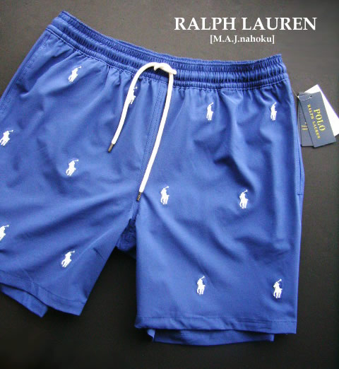 3872-6新品★ラルフローレン RALPH LAUREN ★ロゴロゴ水着短パン3311★紺系★MENS★