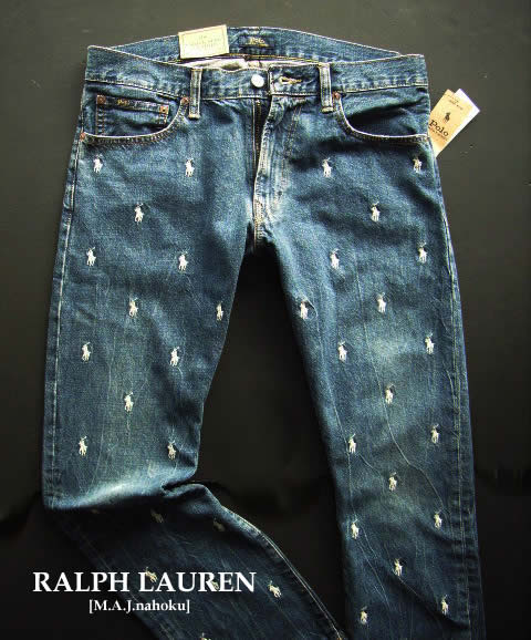 3954-6新品★ラルフローレン RALPH LAUREN ★ヴィンテージロゴロゴ刺繍デニムパンツ 3406 VARICK SLIM STRAIGHT★MENS ジーンズ