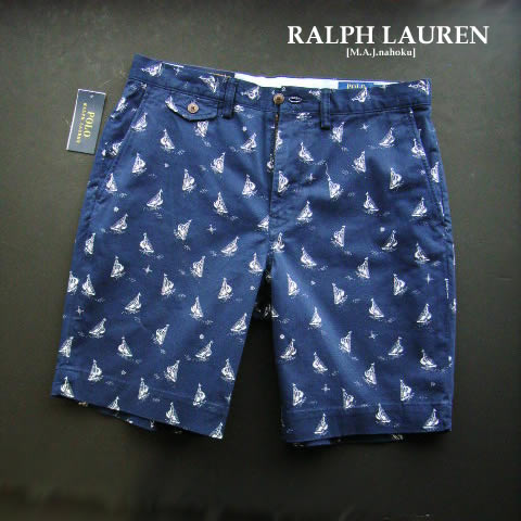 4085-6新品★ラルフローレン RALPH LAUREN★レーシングヨット柄ロゴタイプ刺しゅうさる股引き3429★紺★MENS