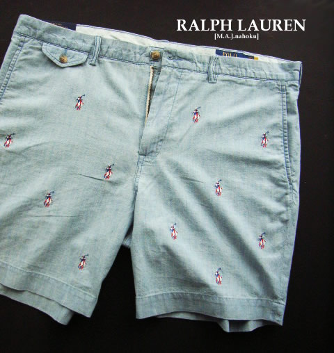 4091新品★ラルフローレン RALPH LAUREN★ロゴタイプロゴタイプ刺しゅうさる股引き3433★薄青★４０★MENS★馬鹿でかい大いさ