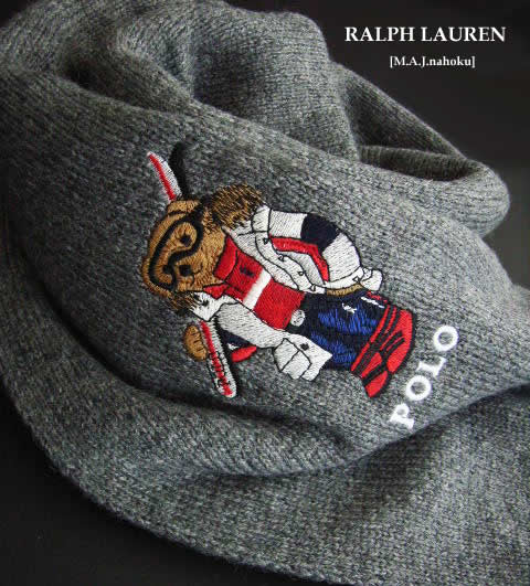 3721新品★ラルフローレン RALPH LAUREN★ベアーマフラー3102★グレー系★MENS★メンズ｜M.A.J.nahoku