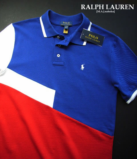 4041新品★ラルフローレン RALPH LAUREN ★胸ロゴポロカットソー3435★赤青白★L(14-16) BOYS